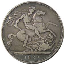 Монета 1 крона 1889 года Великобритания (аверс)