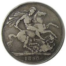 Монета 1 крона 1890 года Великобритания (аверс)