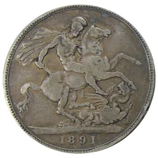 Монета 1 крона 1891 года Великобритания (аверс)