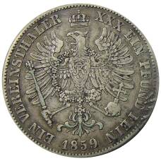 Монета 1 союзный телер 1859 года A Германские государства — Пруссия (реверс)