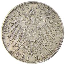 Монета 2 марки 1911 года D Германия (Бавария) — 90 лет со дня рождения Луитпольда Баварского (реверс)