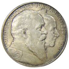 Монета 2 марки 1906 года  Германия (Баден) — 50 лет свадьбе Фридриха I и Луизы Прусской (аверс)