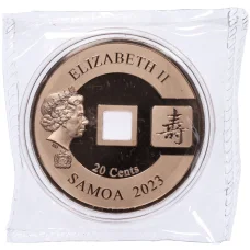Монета 20 центов 2023 года Самоа «Долголетие — Журавли» (реверс)
