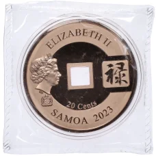 Монета 20 центов 2023 года Самоа «Повышение — Олени» (реверс)