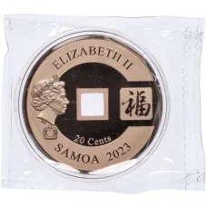 Монета 20 центов 2023 года Самоа «На удачу — Рыбки» (реверс)