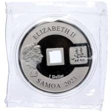 Монета 1 доллар 2023 года Самоа «На счастье — Дракон и феникс» (реверс)