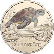 Монета 3 евро 2019 года Австрия «Животные со всего мира — Черепаха» (аверс)
