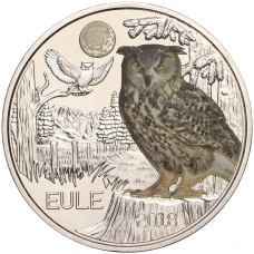 Монета 3 евро 2018 года Австрия «Животные со всего мира — Сова» (аверс)