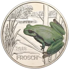 Монета 3 евро 2018 года Австрия «Животные со всего мира — Лягушка» (аверс)