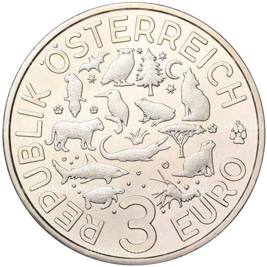 Монета 3 евро 2018 года Австрия «Животные со всего мира — Лягушка» (вид 2)