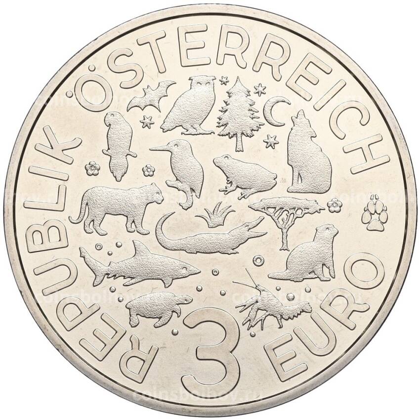 Монета 3 евро 2019 года Австрия «Животные со всего мира — Речной рак» (вид 2)