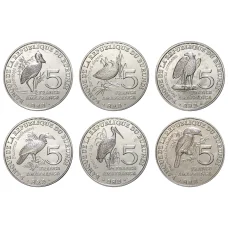 Набор из 6 монет 5 франков 2014 года Бурунди «Птицы» (аверс)