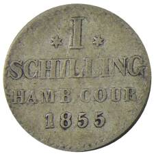 Монета 1 шиллинг 1855 года Германские государства — Гамбург (аверс)