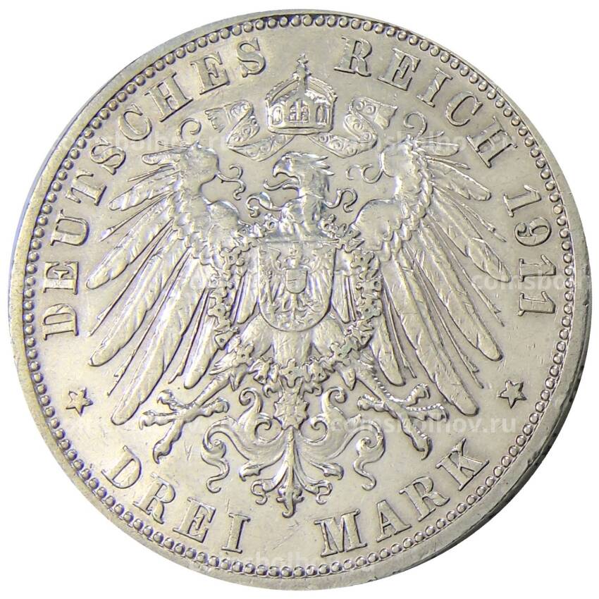 Монета 3 марки 1911 года A Германия (Ангальт) (вид 2)