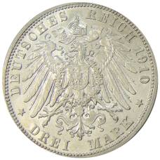 Монета 3 марки 1910 года A Германия (Гессен) (реверс)