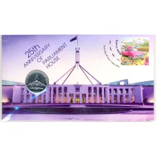 Монета 20 центов 2013 года Австралия — 25 лет Зданию парламента (в блистере с маркой) (аверс)