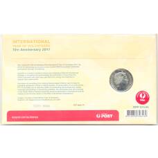 Монета 20 центов 2011 года Австралия — 10 лет Международному году волонтеров (в блистере с маркой) (реверс)