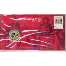 Монета 1 доллар 2009 года Австралия — 200 лет почтой службе Австралии (цветная, в блистере с маркой) (реверс)