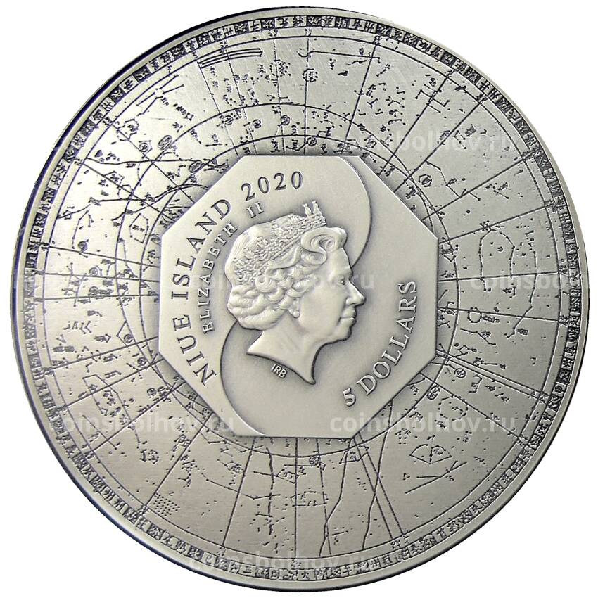 Монета 5 долларов 2020 года Ниуэ «Четыре благоприятных зверя — Лазурный дракон Востока» (в коробке) (вид 2)