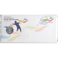 Монета 20 центов 2017 года Австралия — 25 лет международному дню людей с ограниченными возможностями (в конверте) (аверс)