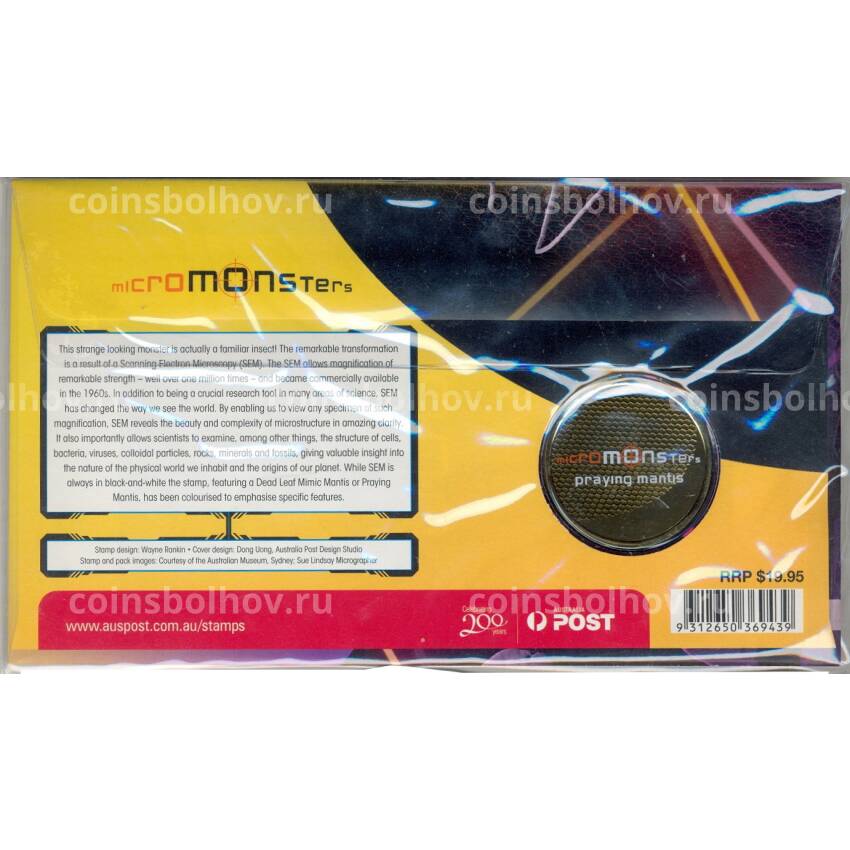 Жетон 2009 года Австралия «Микромонстры — богомол» (в конверте с маркой) (вид 2)