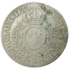 Монета 1 экю 1734 года L Франция (Людовик XV) (реверс)