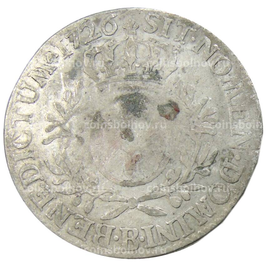 Монета 1 экю 1726 года B Франция (Людовик XV) (вид 2)