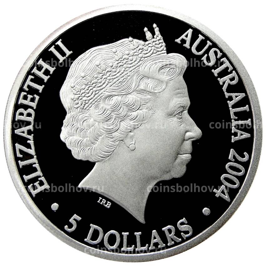 Монета 5 долларов 2004 года Австралия Олимпиада —  Из Сиднея в Афины (в коробке) (вид 2)