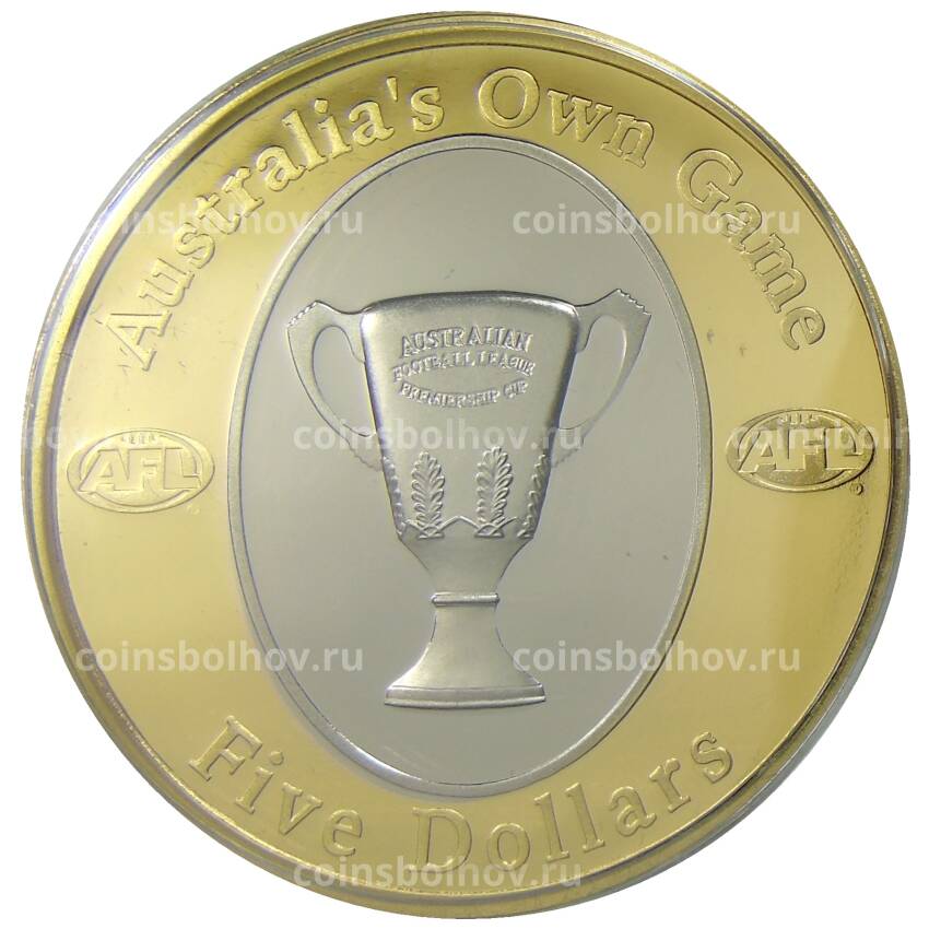 Монета 5 долларов 2004 года Австралия — кубок по Австралийскому футболу (Австралийская футбольная лига, в коробке) (вид 3)