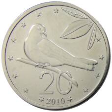 Монета 20 центов 2010 года Острова Кука (аверс)