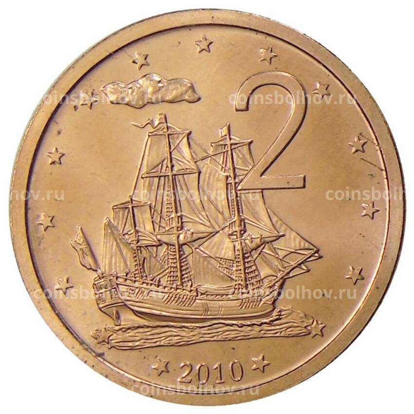 Монета 2 цента 2010 года Острова Кука