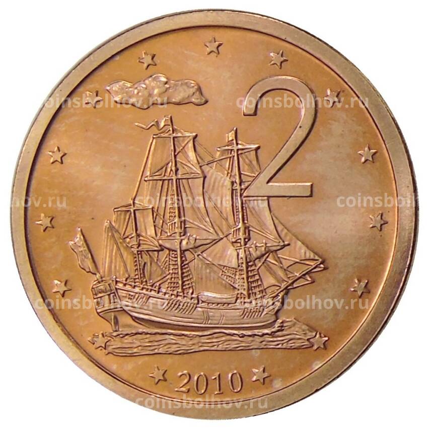 Монета 2 цента 2010 года Острова Кука