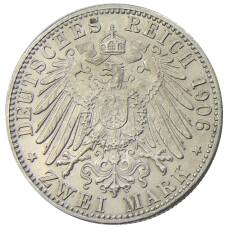 Монета 2 марки 1906 года  Германия (Баден) — 50 лет свадьбе Фридриха I и Луизы Прусской (реверс)