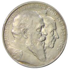Монета 2 марки 1906 года  Германия (Баден) — 50 лет свадьбе Фридриха I и Луизы Прусской (аверс)