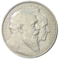 Монета 2 марки 1906 года  Германия (Баден) — 50 лет свадьбе Фридриха I и Луизы Прусской (аверс)