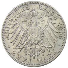 Монета 2 марки 1906 года  Германия (Баден) — 50 лет свадьбе Фридриха I и Луизы Прусской (реверс)