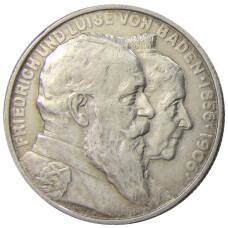 Монета 2 марки 1906 года  Германия (Баден) — 50 лет свадьбе Фридриха I и Луизы Прусской (аверс)