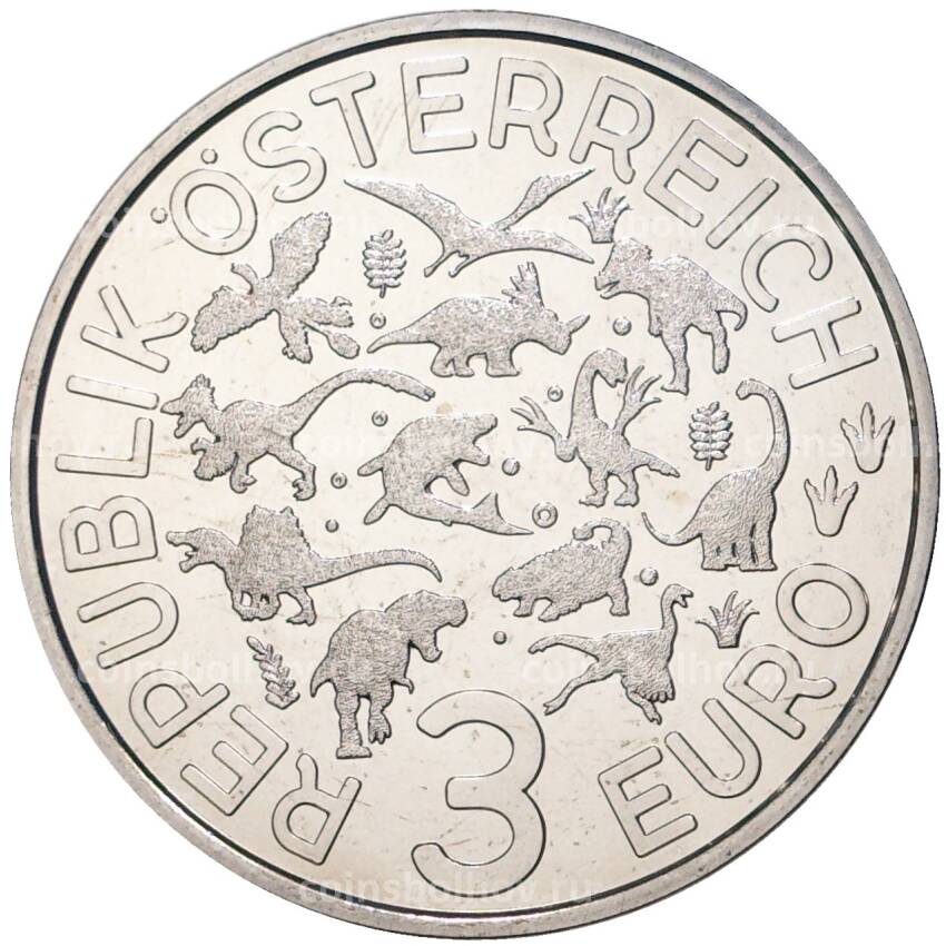 Монета 3 евро 2020 года Австрия —  Супер динозавры — Арамбургиана (вид 2)