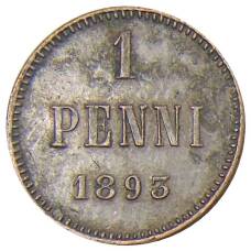 Монета 1 пенни 1893 года Русская Финляндия (аверс)