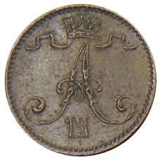 Монета 1 пенни 1893 года Русская Финляндия (реверс)