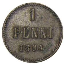 Монета 1 пенни 1894 года Русская Финляндия (аверс)