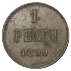 Монета 1 пенни 1899 года Русская Финляндия (аверс)