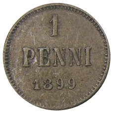 Монета 1 пенни 1899 года Русская Финляндия (аверс)