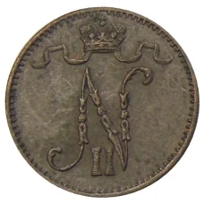 Монета 1 пенни 1907 года Русская Финляндия (реверс)