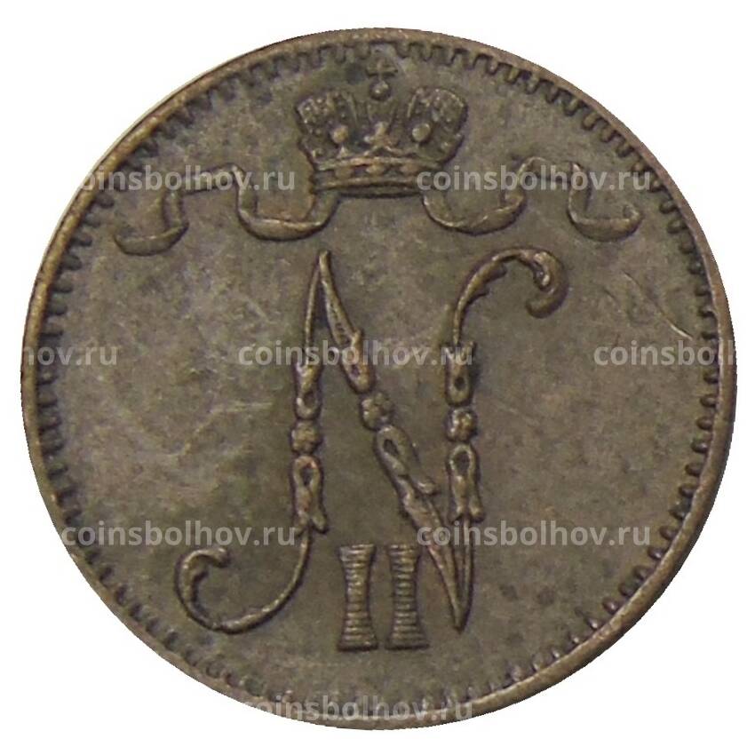 Монета 1 пенни 1907 года Русская Финляндия (вид 2)