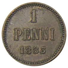 Монета 1 пенни 1883 года Русская Финляндия (аверс)