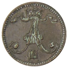 Монета 1 пенни 1883 года Русская Финляндия (реверс)