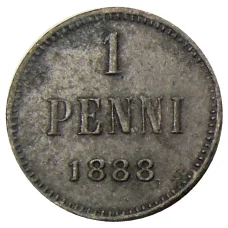 Монета 1 пенни 1888 года Русская Финляндия (аверс)