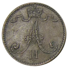 Монета 1 пенни 1892 года Русская Финляндия (реверс)