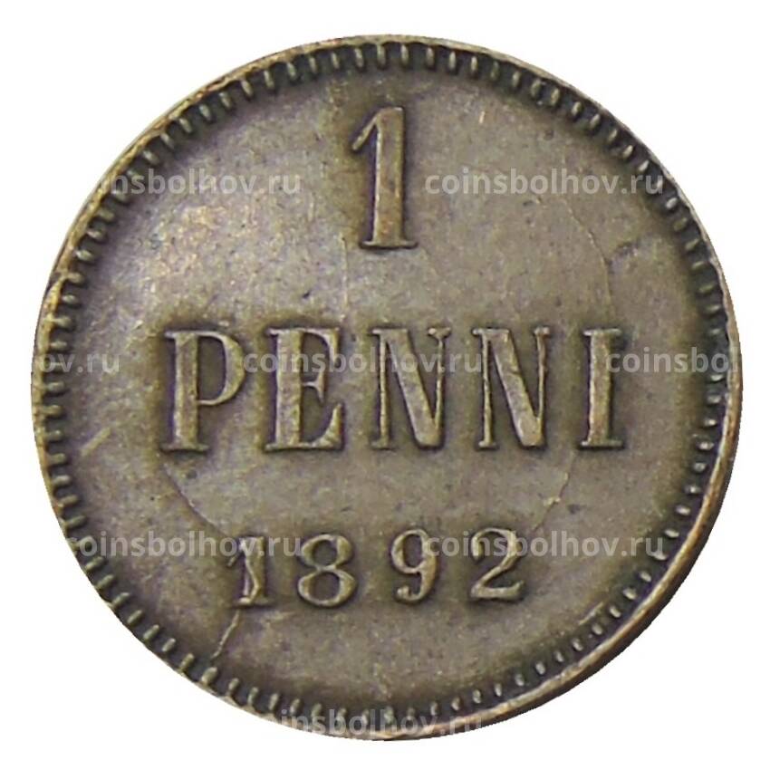 Монета 1 пенни 1892 года Русская Финляндия
